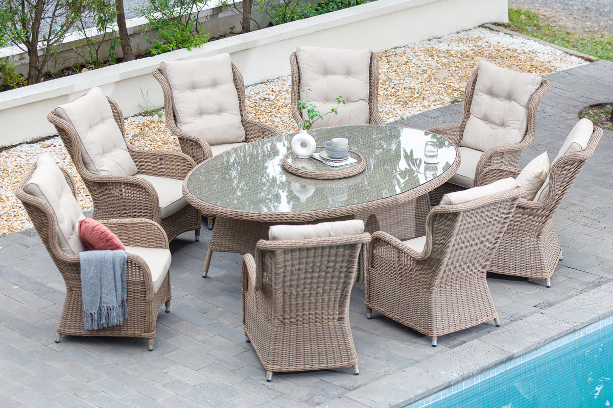 Cabana Seat Oval Dining Set Natural – Coletta Tyson Garden