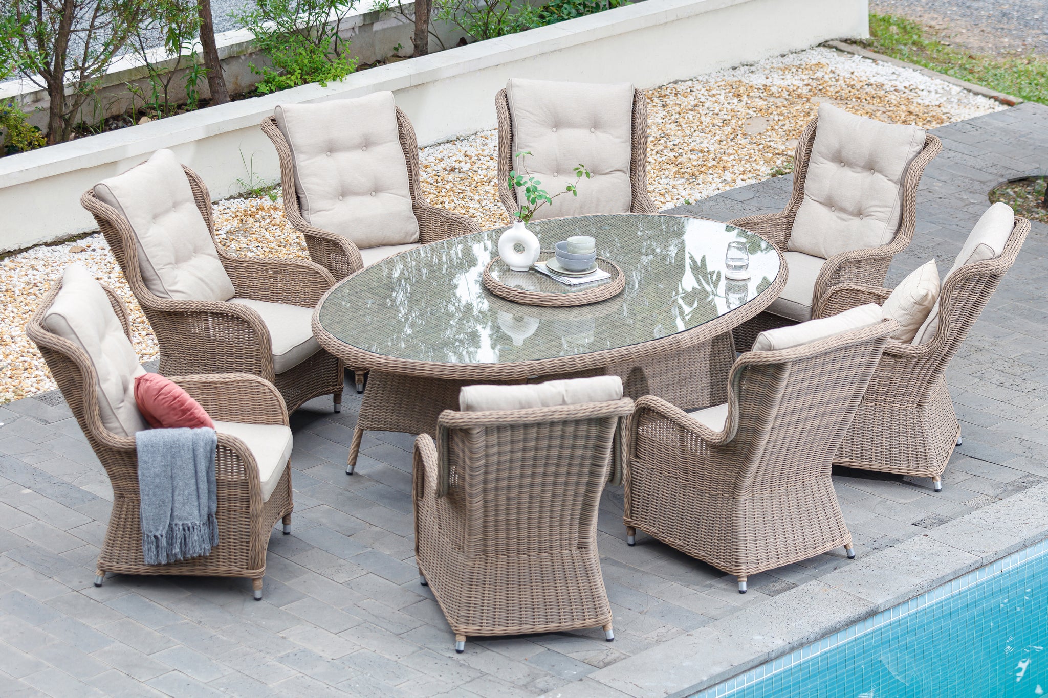 Cabana Seat Oval Dining Set Natural – Coletta Tyson Garden