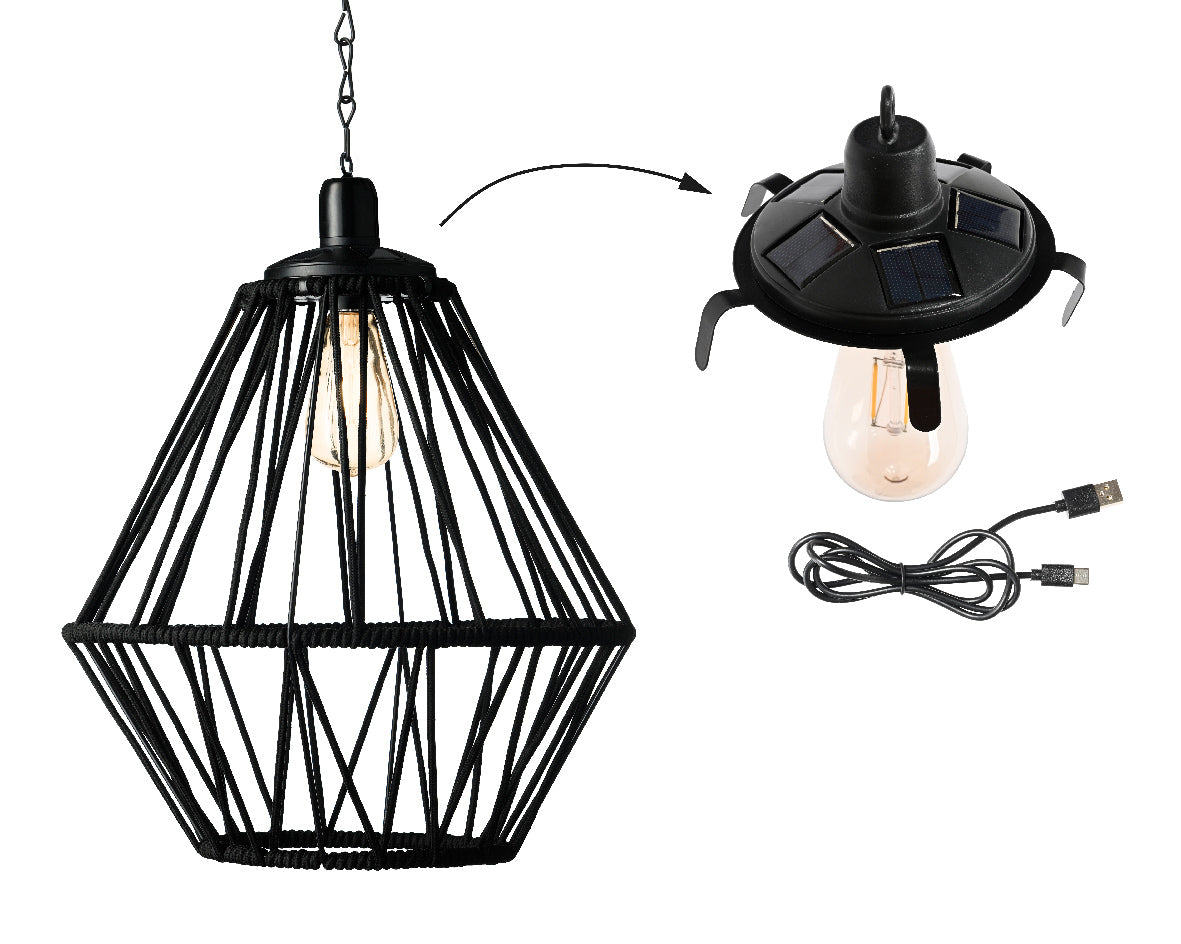 Retro Solar Powered Hanging Light With Remote Control – Lampshade Style For Outdoor Patio & Garden