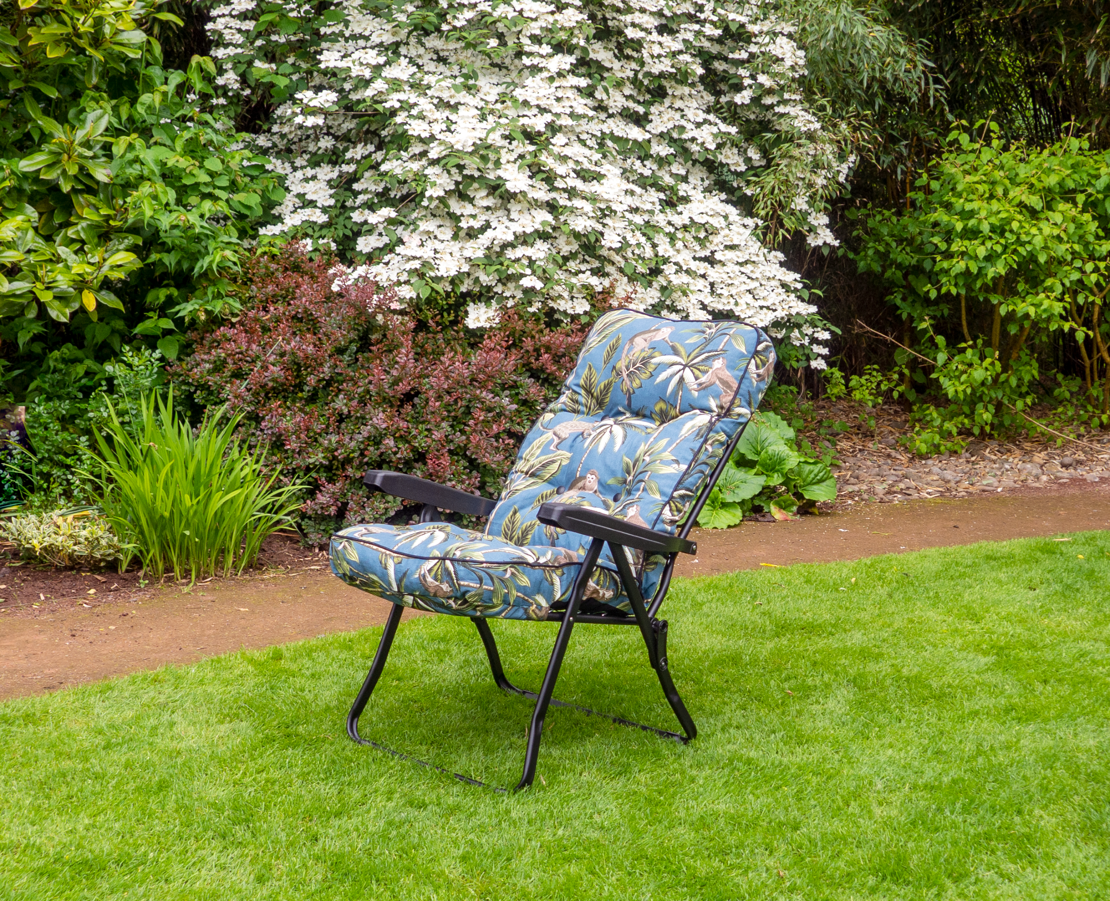 Glendale Deluxe Tropical Blue Recliner Coletta Tyson Garden Centre